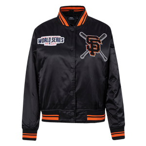 Pro Standard Women's MLB San Francisco Giants Mashup Rib Satin Jacket -Black/Orange