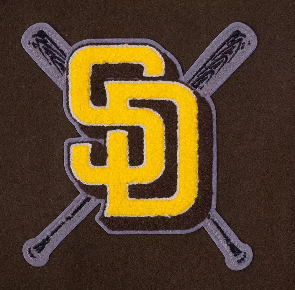 Pro Standard Women's MLB San Diego Padres Mashup Rib Wool Varsity Jacket -Brown/White - BROWN/WHITE