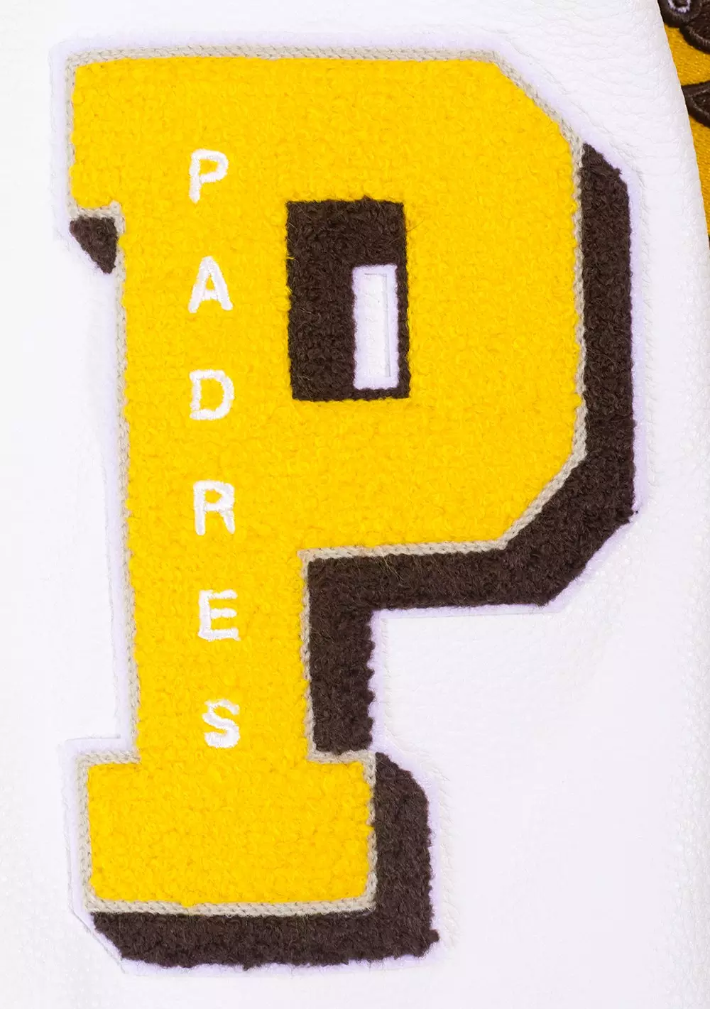 Pro Standard Women's MLB San Diego Padres Mashup Rib Wool Varsity Jacket -Brown/White - BROWN/WHITE