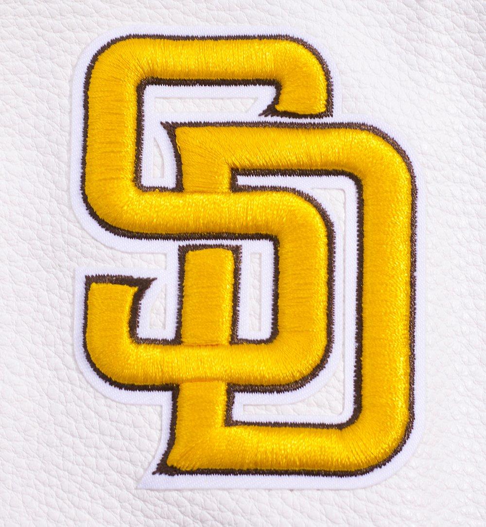 Pro Standard Women's MLB San Diego Padres Mashup Rib Wool Varsity Jacket -Brown/White - BROWN/WHITE Thumbnail View 8