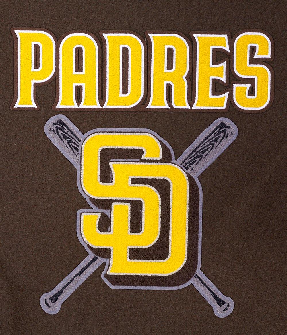 Pro Standard Women's MLB San Diego Padres Mashup Rib Wool Varsity Jacket -Brown/White - BROWN/WHITE Thumbnail View 9
