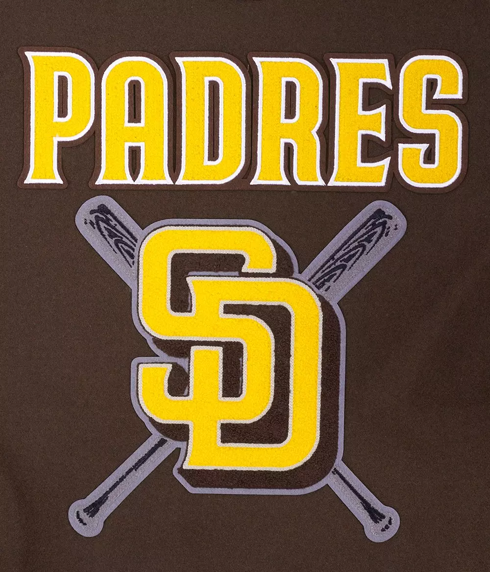 Pro Standard Women's MLB San Diego Padres Mashup Rib Wool Varsity Jacket -Brown/White - BROWN/WHITE