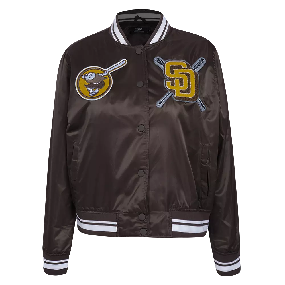 Pro Standard Women's MLB San Diego Padres Mashup Rib Satin Jacket - Brown - BROWN