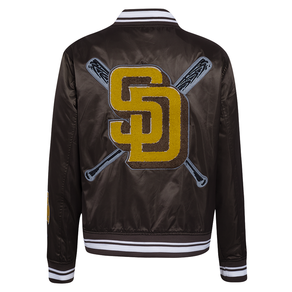 Pro Standard Women's MLB San Diego Padres Mashup Rib Satin Jacket - Brown - BROWN Thumbnail View 2