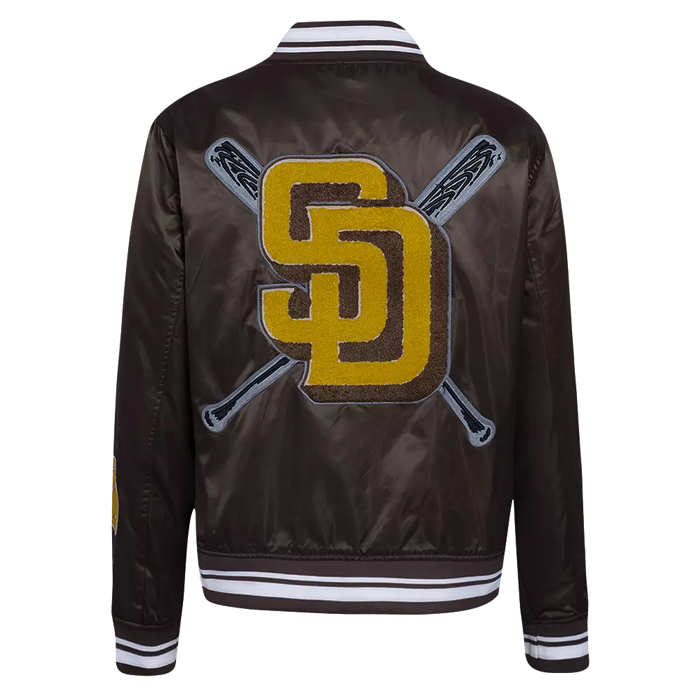 Pro Standard Women's MLB San Diego Padres Mashup Rib Satin Jacket - Brown - BROWN