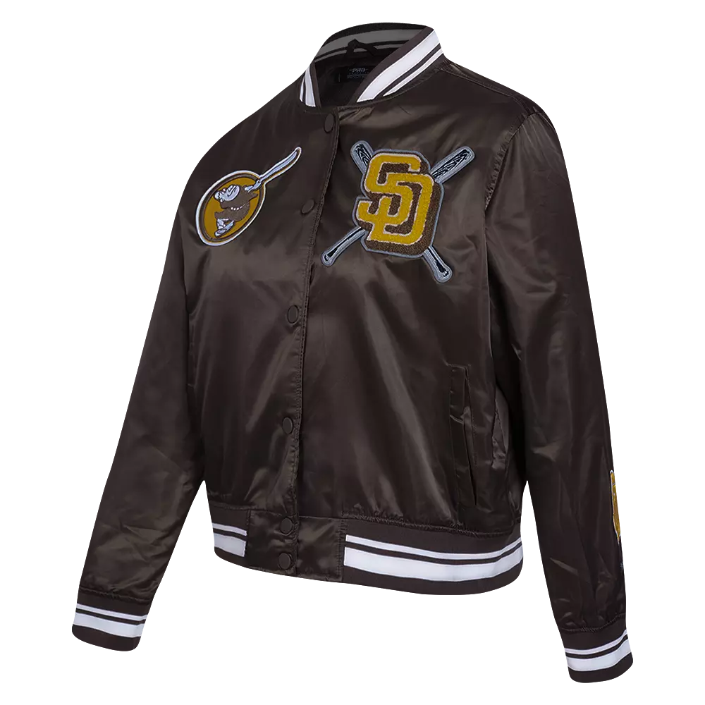 Pro Standard Women's MLB San Diego Padres Mashup Rib Satin Jacket - Brown - BROWN