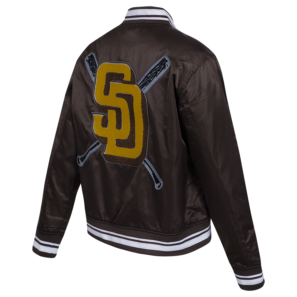 Pro Standard Women's MLB San Diego Padres Mashup Rib Satin Jacket -Brown - BROWN Thumbnail View 4