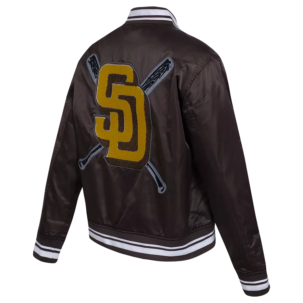 Pro Standard Women's MLB San Diego Padres Mashup Rib Satin Jacket -Brown - BROWN