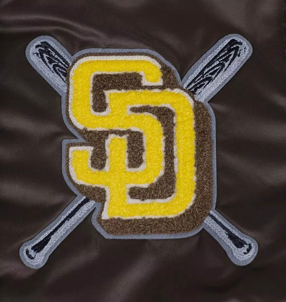Pro Standard Women's MLB San Diego Padres Mashup Rib Satin Jacket -Brown - BROWN