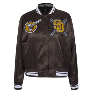 Pro Standard Women's MLB San Diego Padres Mashup Rib Satin Jacket -Brown