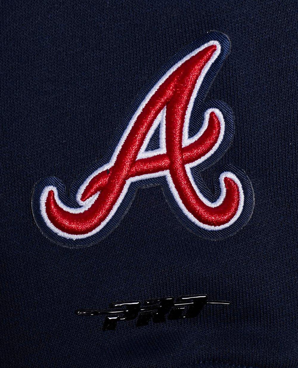 Pro Standard Women's MLB Atlanta Braves Mashup Rib Cropped Fleece PO Hoodie - Navy/Red - NAVY/RED Thumbnail View 5