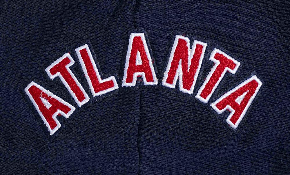 Pro Standard Women's MLB Atlanta Braves Mashup Rib Cropped Fleece PO Hoodie - Navy/Red - NAVY/RED Thumbnail View 7