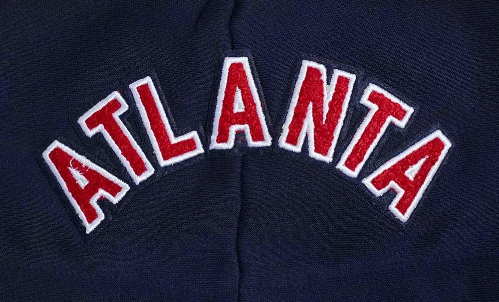 Pro Standard Women's MLB Atlanta Braves Mashup Rib Cropped Fleece PO Hoodie -Navy/Red - NAVY/RED