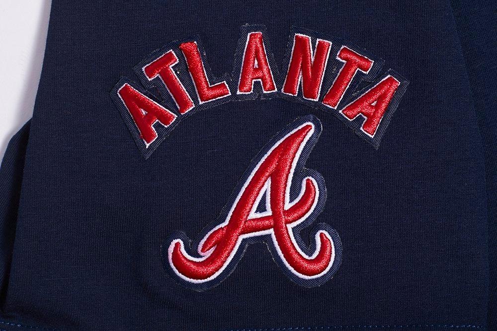 Pro Standard Women's MLB Atlanta Braves Mashup Rib Cropped Fleece PO Hoodie - Navy/Red - NAVY/RED Thumbnail View 8