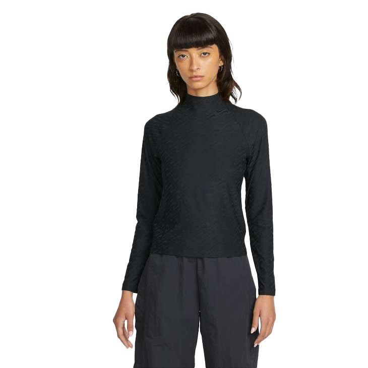 Nike Women's Sportswear Icon Clash Mock Long Sleeve Top - BLACK Thumbnail View 1