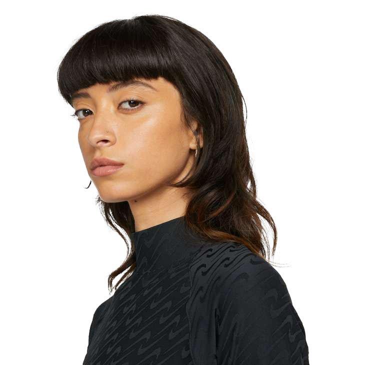 Nike Women's Sportswear Icon Clash Mock Long Sleeve Top - BLACK Thumbnail View 3