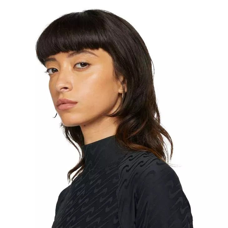 Nike Women's Sportswear Icon Clash Mock Long Sleeve Top - BLACK