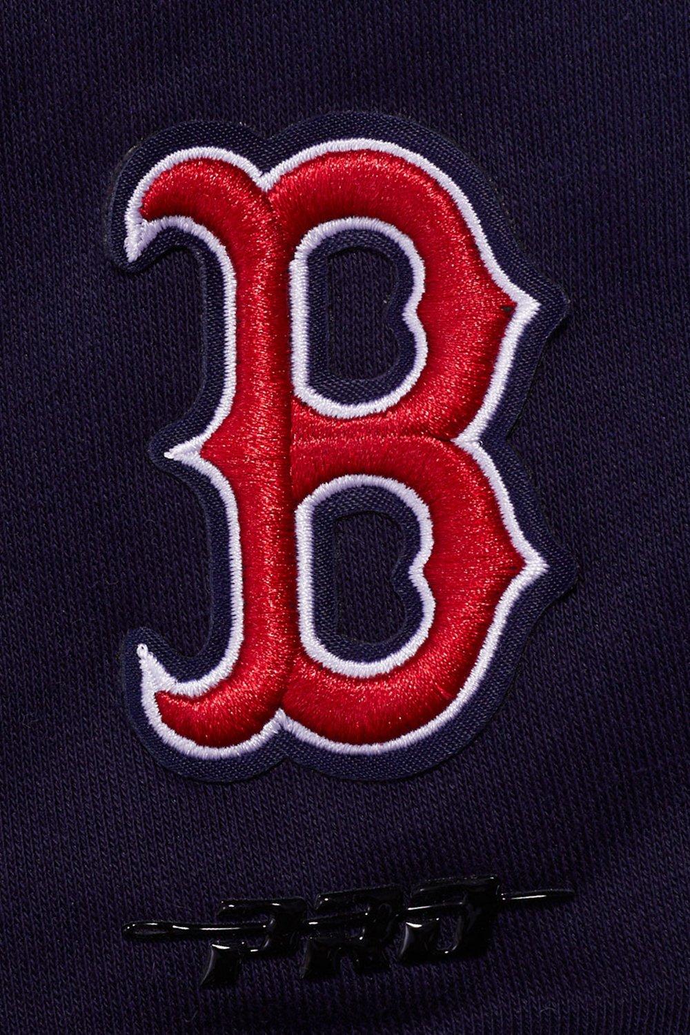Pro Standard Women's MLB Boston Red Sox Mashup Rib Cropped Fleece Pullover Hoodie - Navy/Red - NAVY/RED Thumbnail View 6