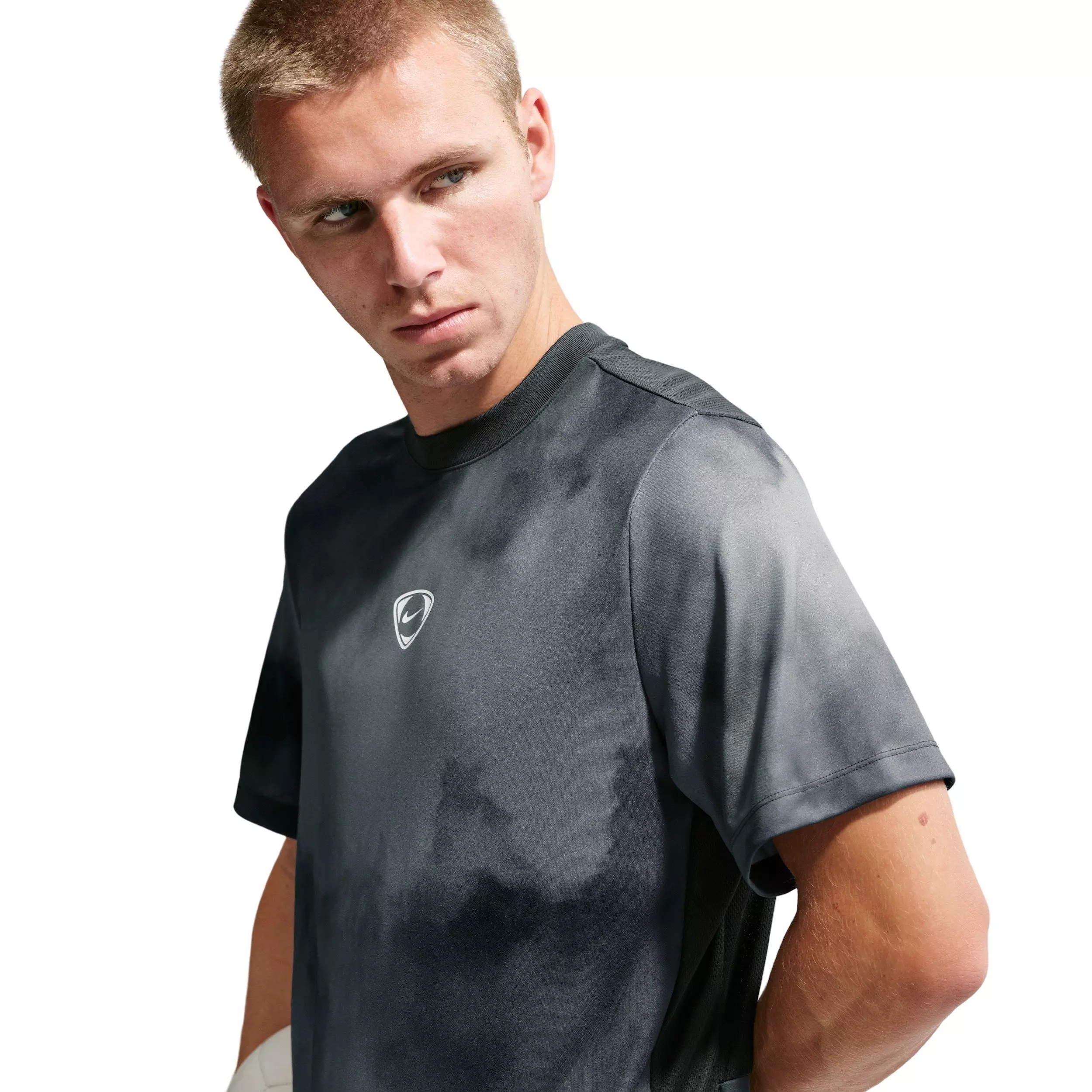 Nike Men's Academy+ Dri-FIT Short-Sleeve Football Shirt - BLACK/GREY