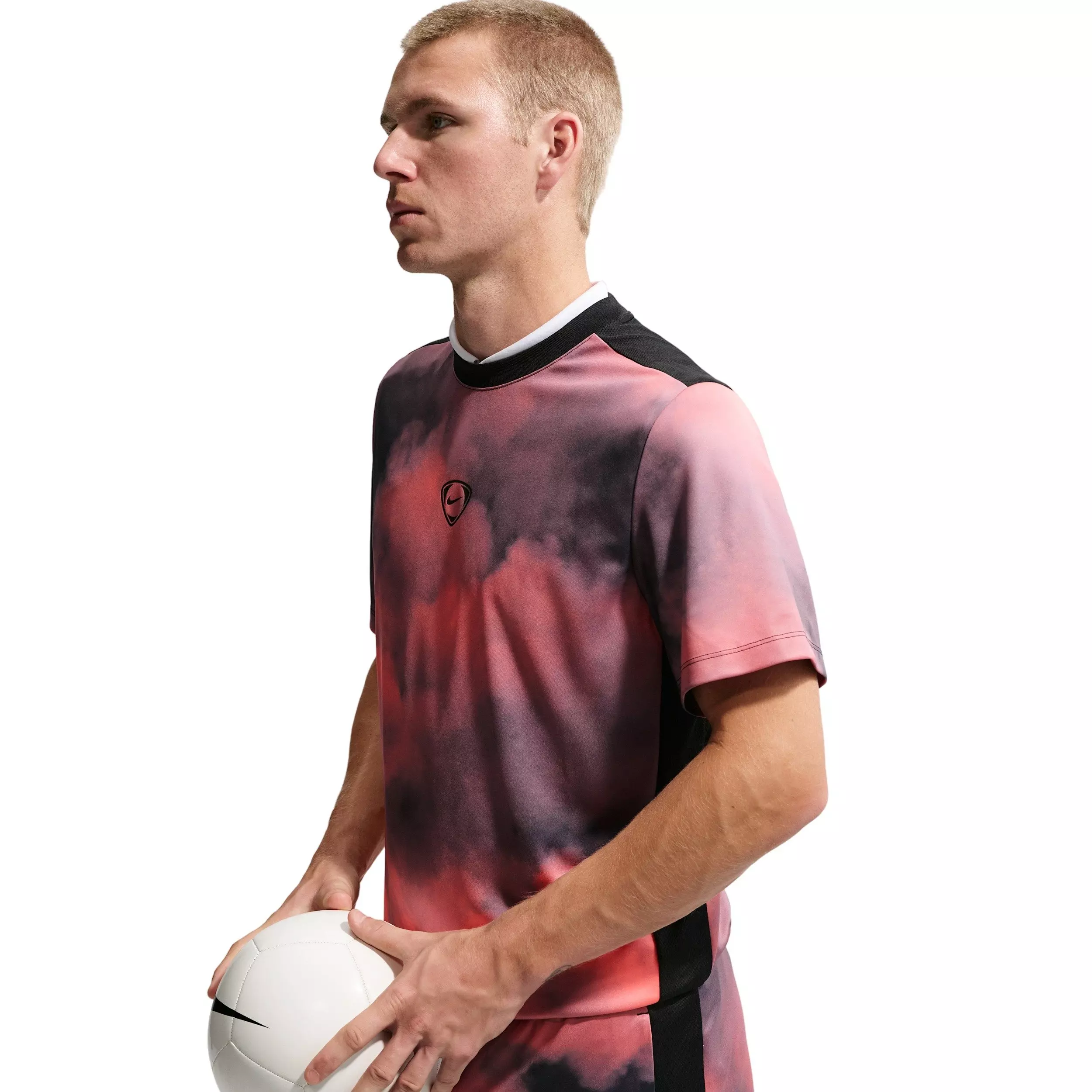 Nike Men's Academy+ Dri-FIT Short-Sleeve Football Shirt - HOT LAVA/BLACK