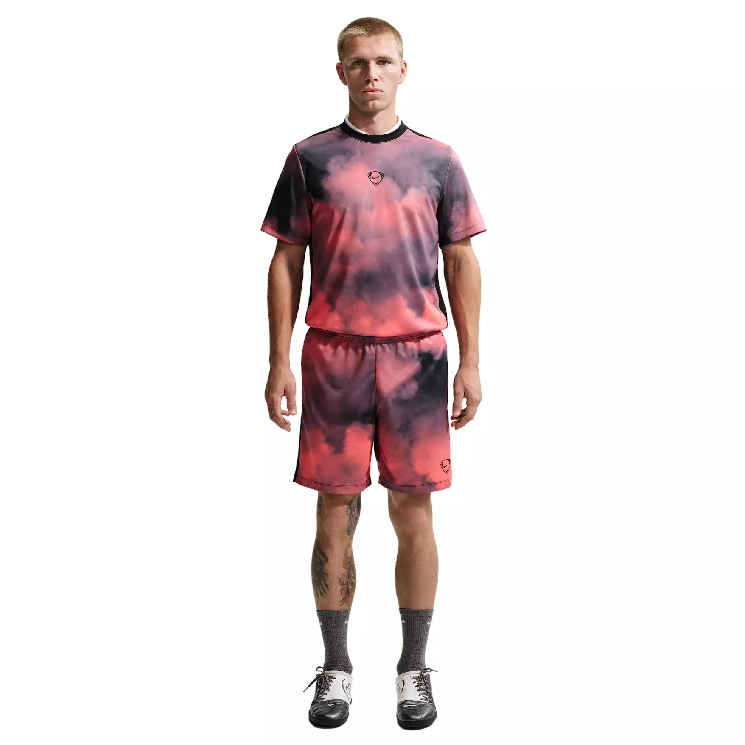Nike Men's Academy+ Dri-FIT Short-Sleeve Football Shirt - HOT LAVA/BLACK