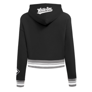 Pro Standard Women's MLB Chicago White Sox Mashup Rib Cropped Fleece PO Hoodie -Black/Grey