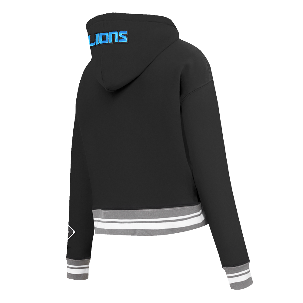Pro Standard Women's MLB Chicago White Sox Mashup Rib Cropped Fleece PO Hoodie - Black/Grey - BLACK/GREY Thumbnail View 4