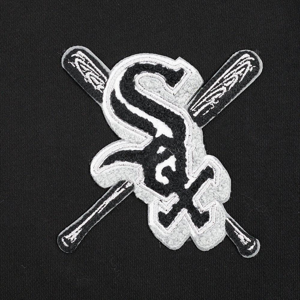 Pro Standard Women's MLB Chicago White Sox Mashup Rib Cropped Fleece PO Hoodie -Black/Grey - BLACK/GREY Thumbnail View 5