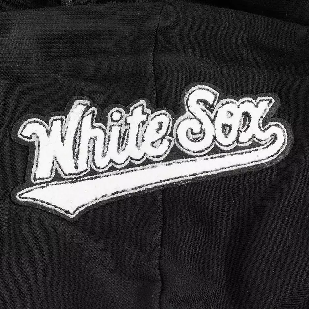 Pro Standard Women's MLB Chicago White Sox Mashup Rib Cropped Fleece PO Hoodie - Black/Grey - BLACK/GREY