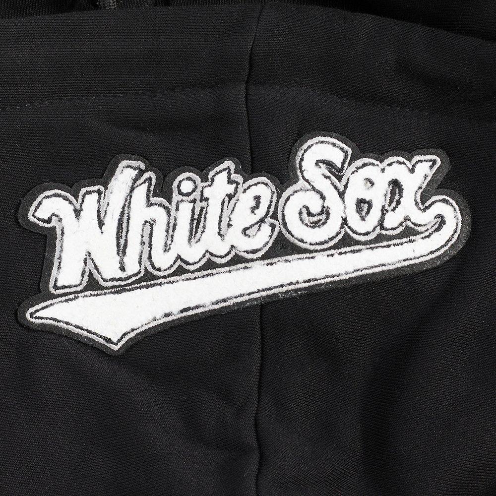 Pro Standard Women's MLB Chicago White Sox Mashup Rib Cropped Fleece PO Hoodie -Black/Grey - BLACK/GREY Thumbnail View 6