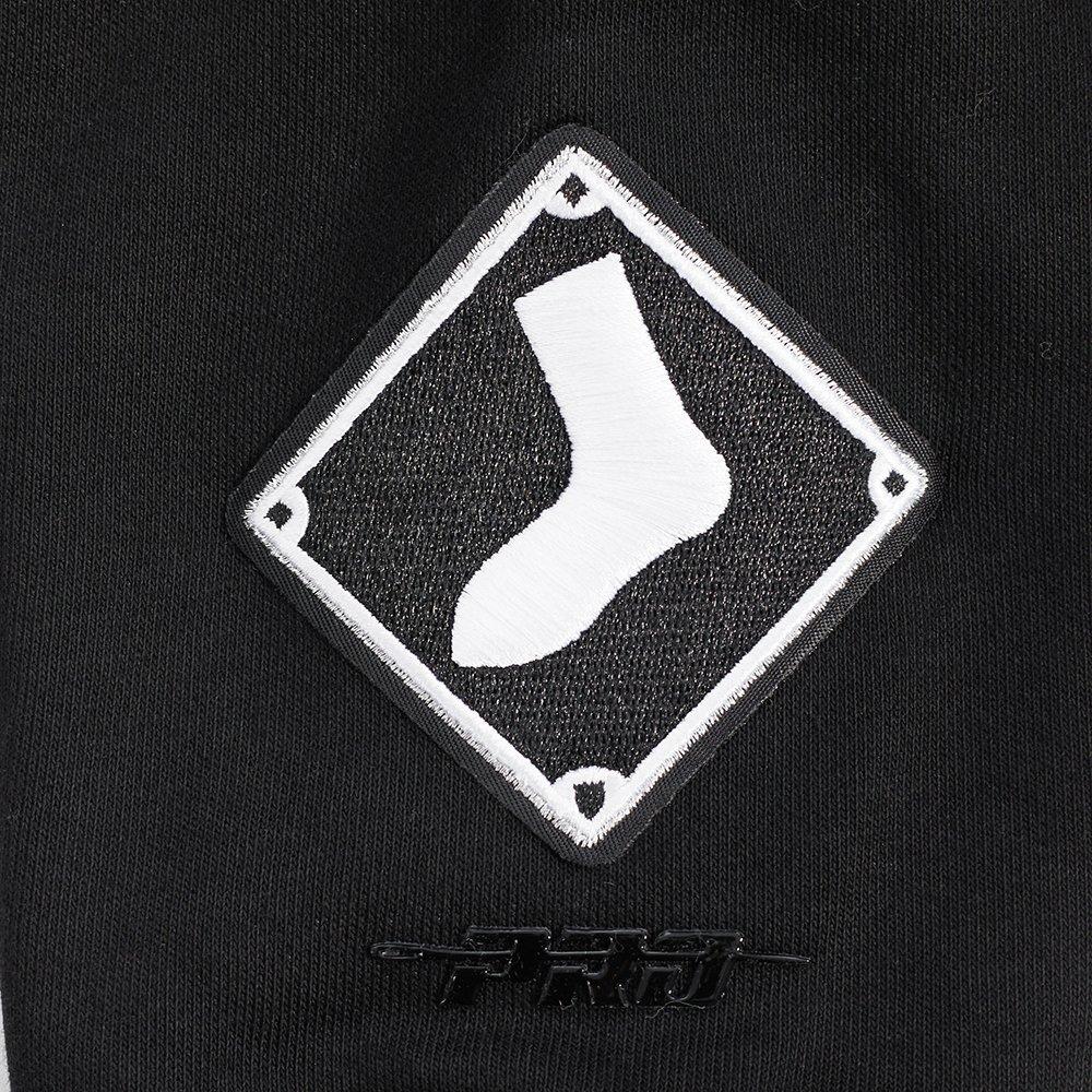 Pro Standard Women's MLB Chicago White Sox Mashup Rib Cropped Fleece PO Hoodie -Black/Grey - BLACK/GREY Thumbnail View 7