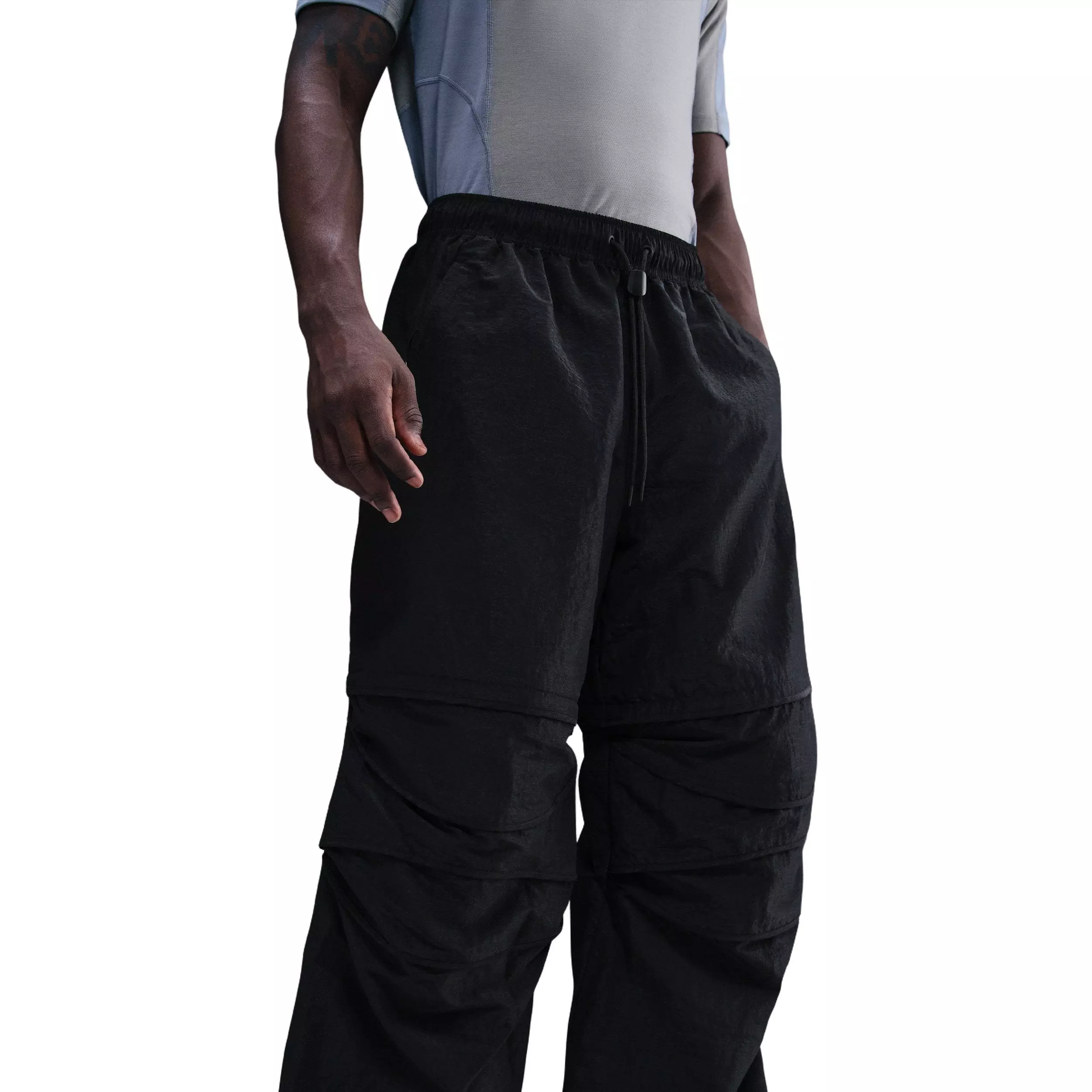 Nike Men's Tech Woven Ergo Woven Convertible Oversized Pants - Black - BLACK