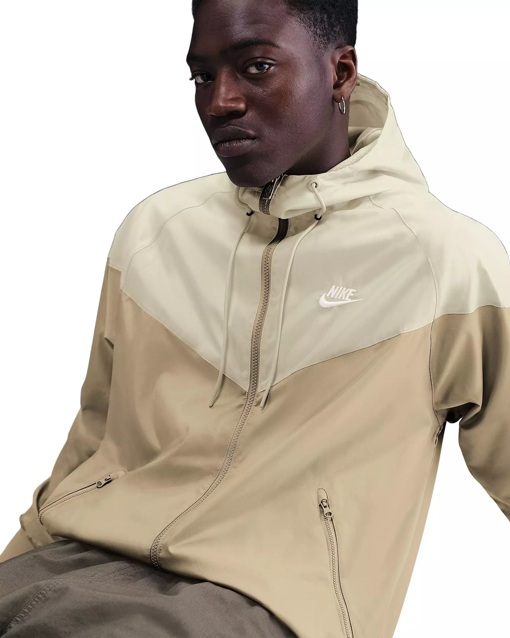 Nike Men's Sportswear Windrunner Hooded Jacket -Beige/Khaki - BEIGE/KHAKI