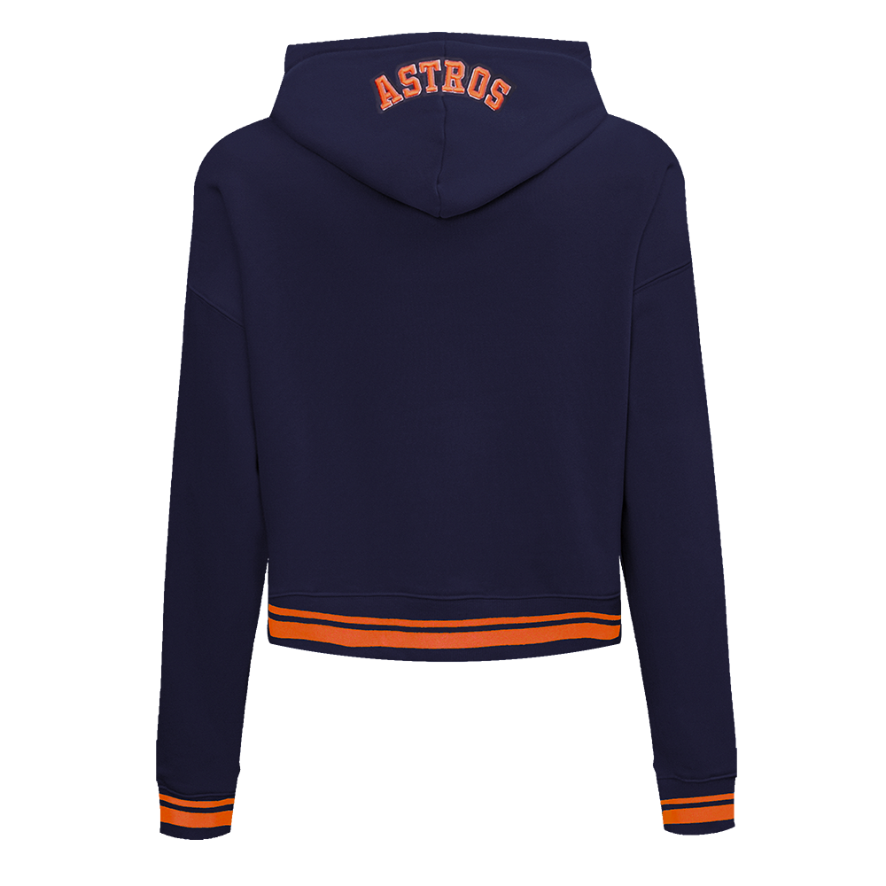 Pro Standard Women's MLB Houston Astros Mashup Rib Cropped Fleece PO Hoodie -Navy/Orange - NAVY/ORANGE Thumbnail View 2