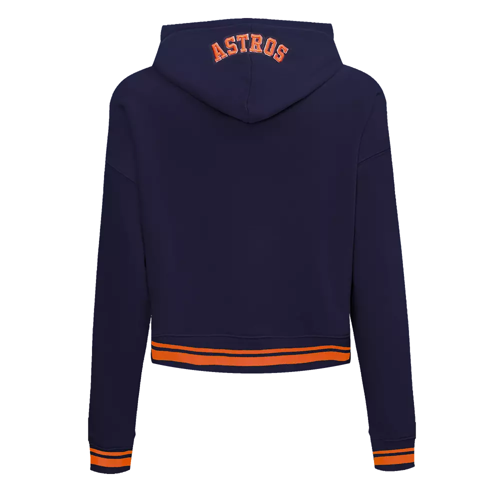 Pro Standard Women's MLB Houston Astros Mashup Rib Cropped Fleece PO Hoodie -Navy/Orange - NAVY/ORANGE
