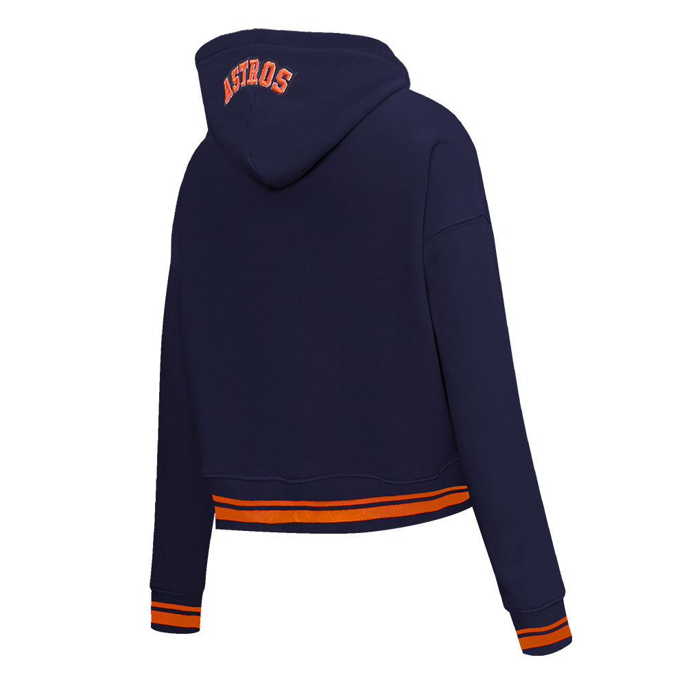 Pro Standard Women's MLB Houston Astros Mashup Rib Cropped Fleece PO Hoodie -Navy/Orange - NAVY/ORANGE Thumbnail View 4