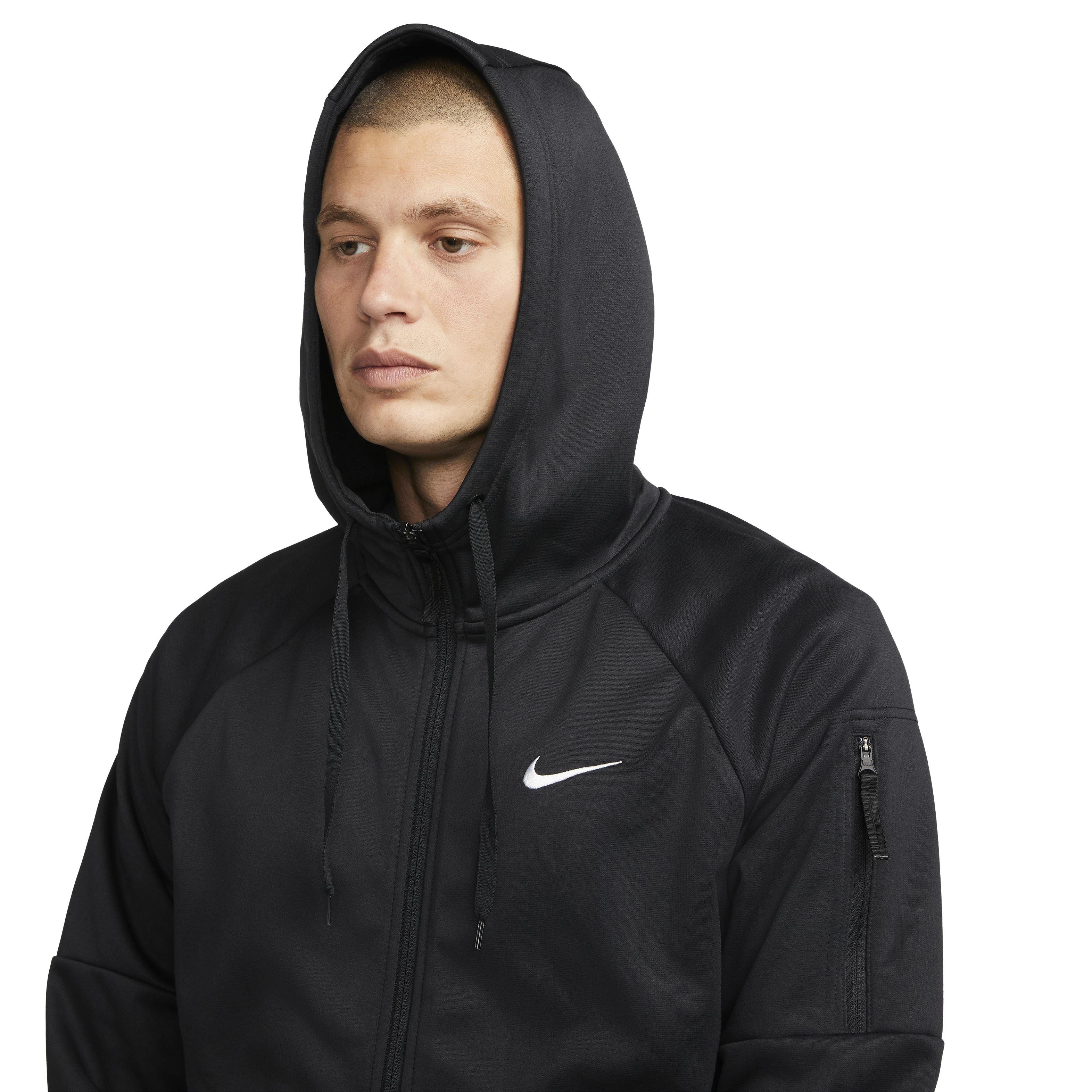 Nike Men's Therma-Fit Full-Zip Fitness Fleece Hoodie - BLACK Thumbnail View 3