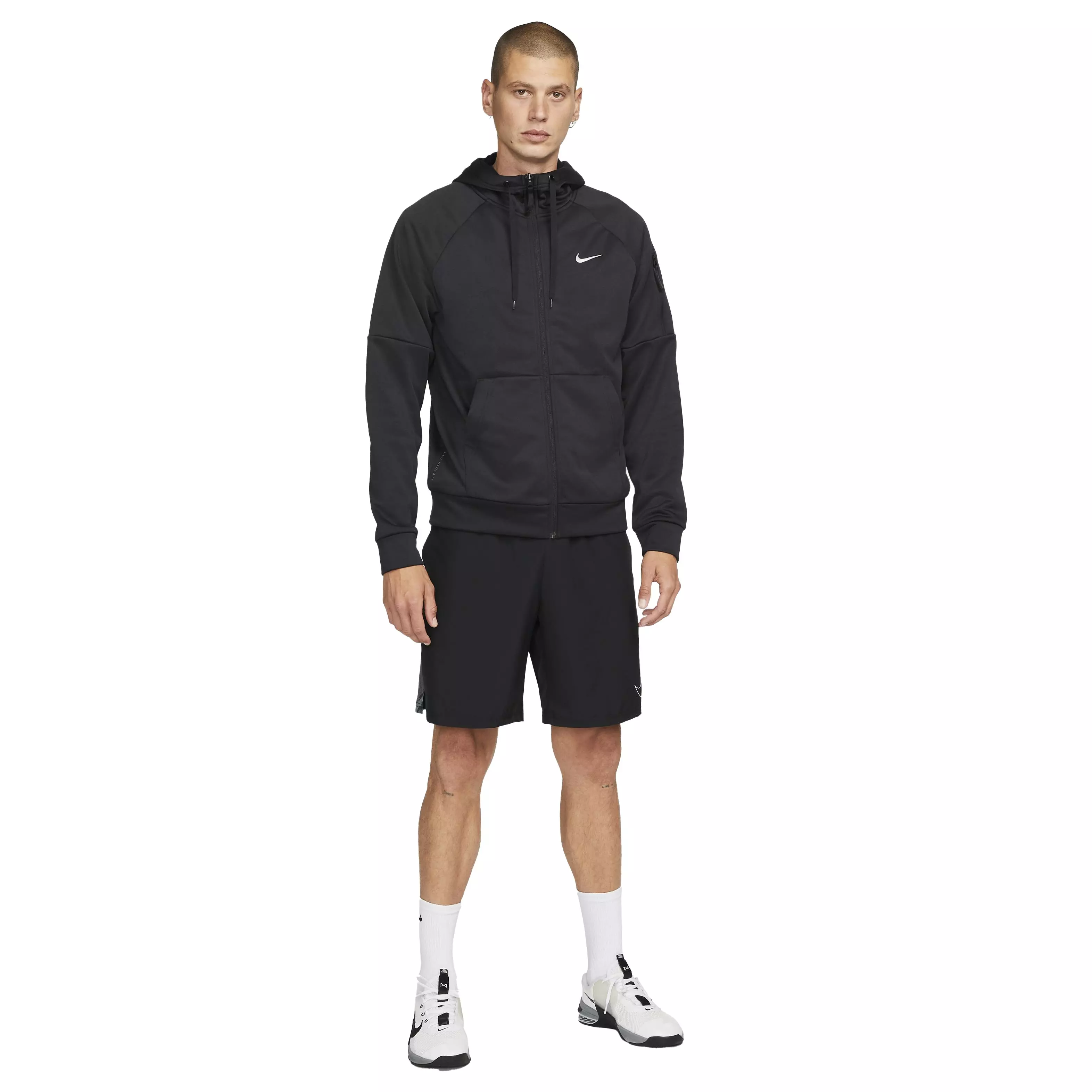 Nike Men's Therma-Fit Full-Zip Fitness Fleece Hoodie - BLACK