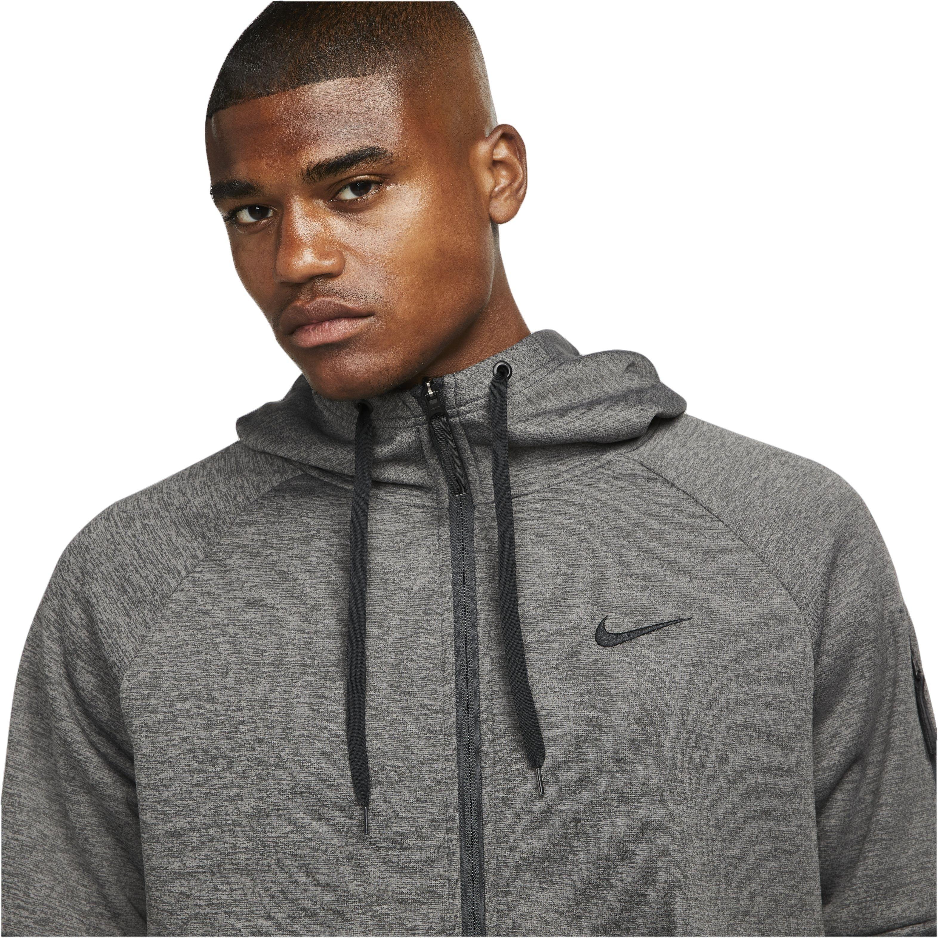 Nike Men's Therma-Fit Full-Zip Fitness Fleece Hoodie - BLACK/GREY Thumbnail View 3