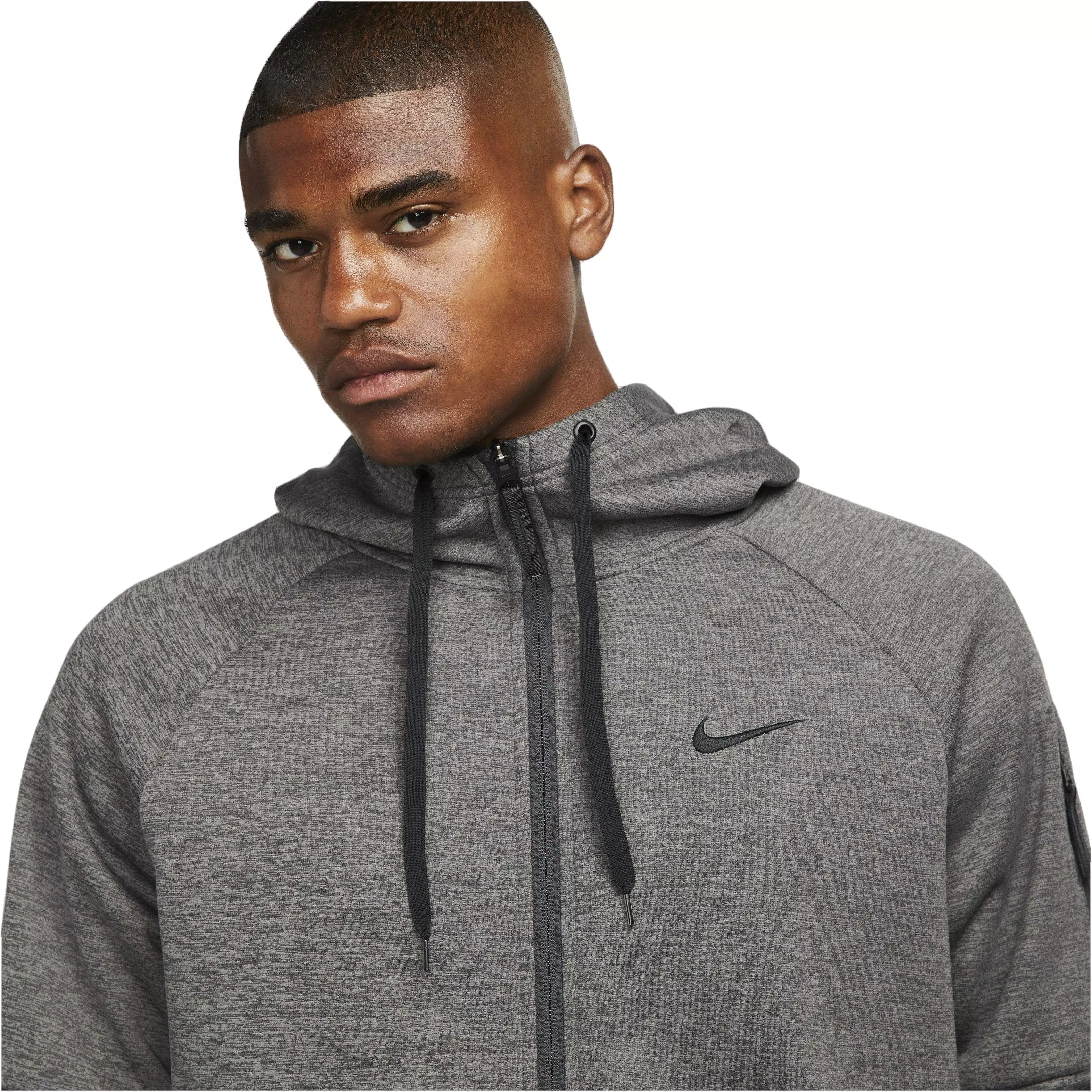 Nike Men's Therma-Fit Full-Zip Fitness Fleece Hoodie - BLACK/GREY