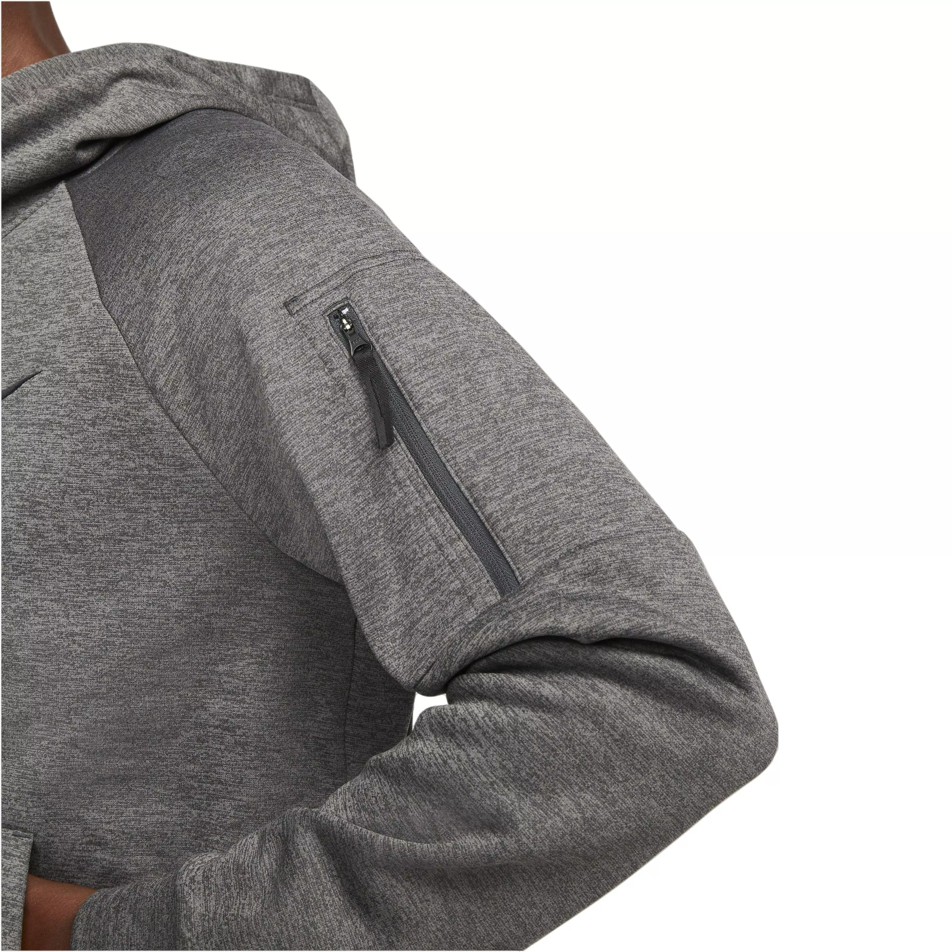Nike Men's Therma-Fit Full-Zip Fitness Fleece Hoodie - BLACK/GREY
