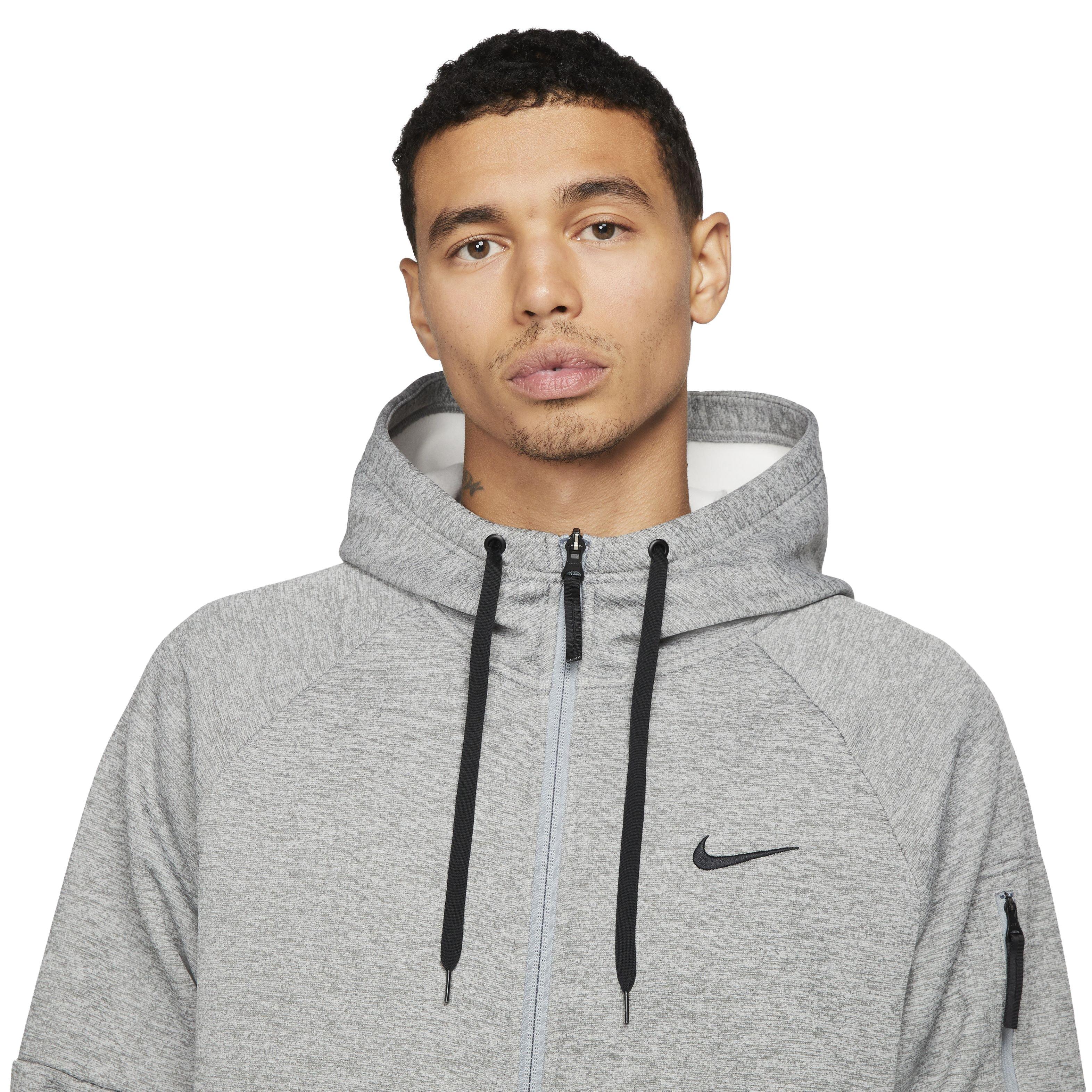 Nike Men's Therma-Fit Full-Zip Fitness Fleece Hoodie - GREY Thumbnail View 3