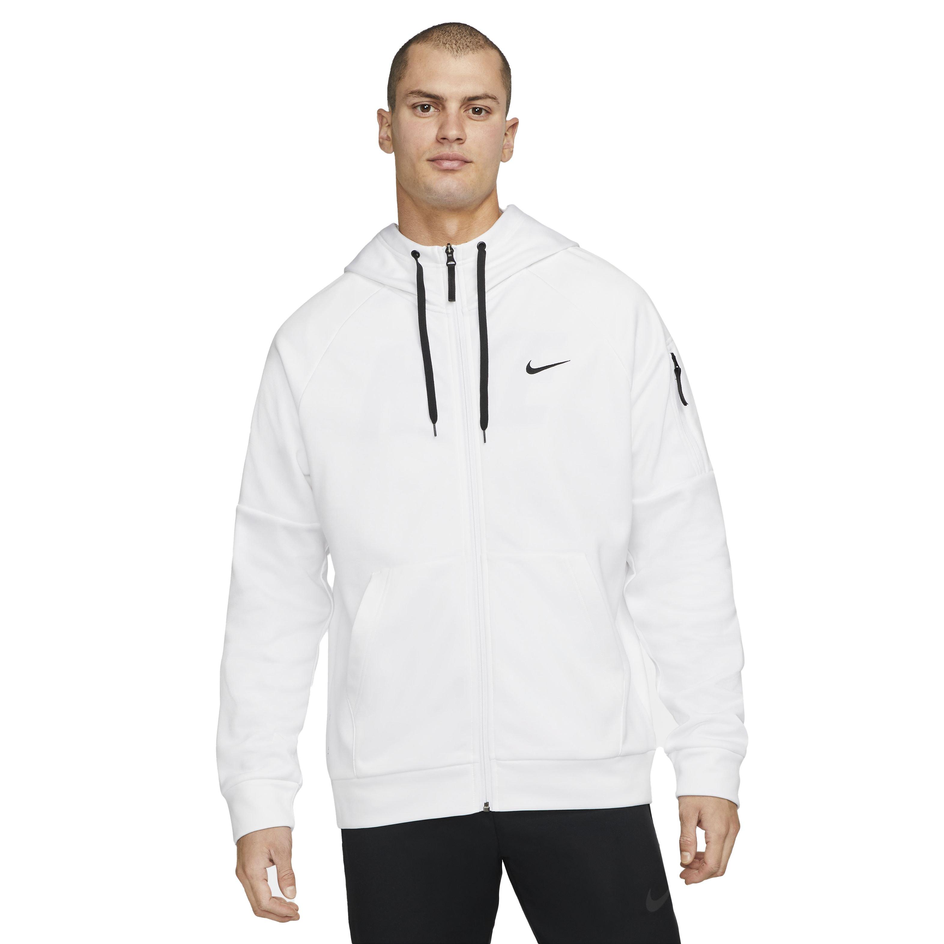 Nike Men's Therma-Fit Full-Zip Fitness Fleece Hoodie - WHITE Thumbnail View 1