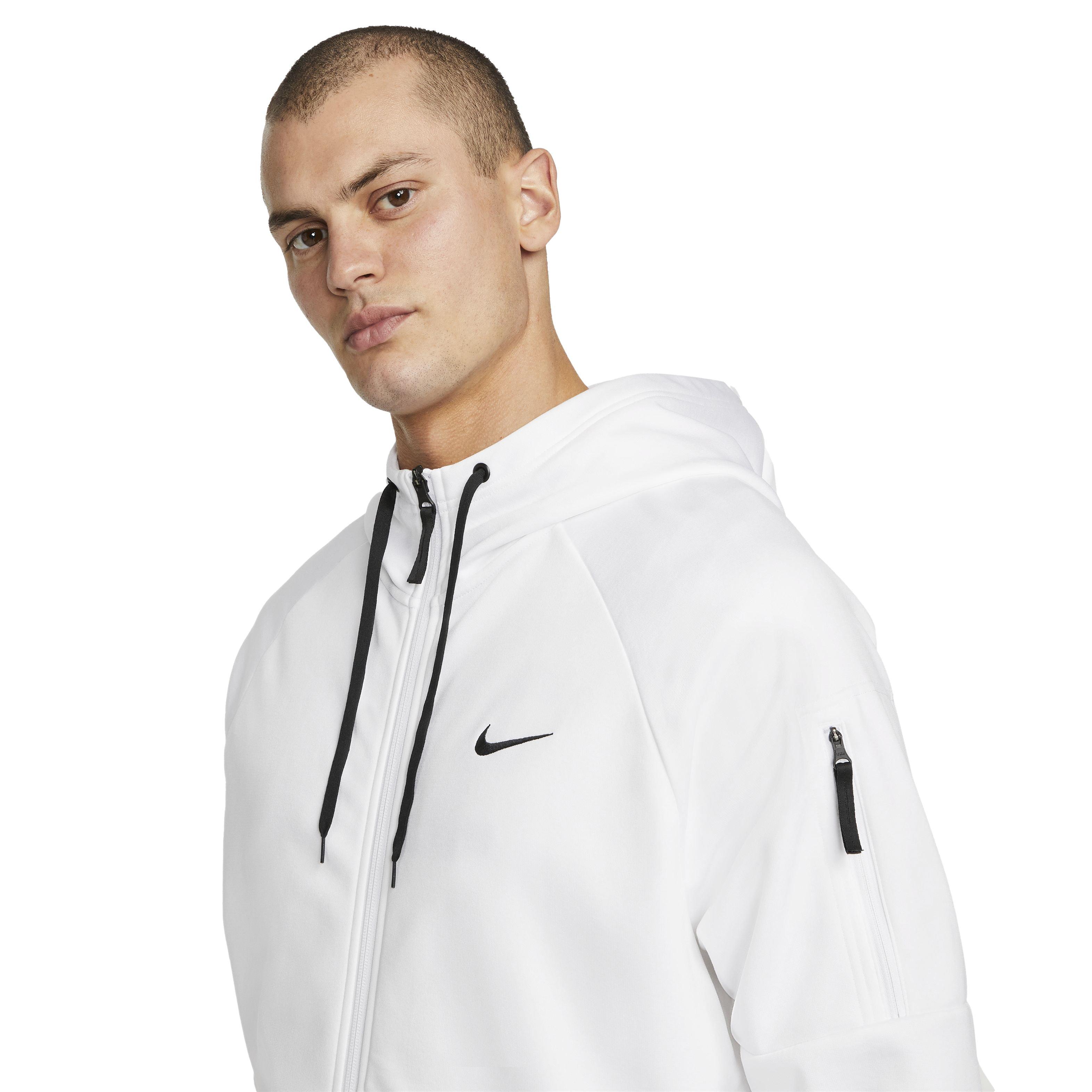 Nike Men's Therma-Fit Full-Zip Fitness Fleece Hoodie - WHITE Thumbnail View 3