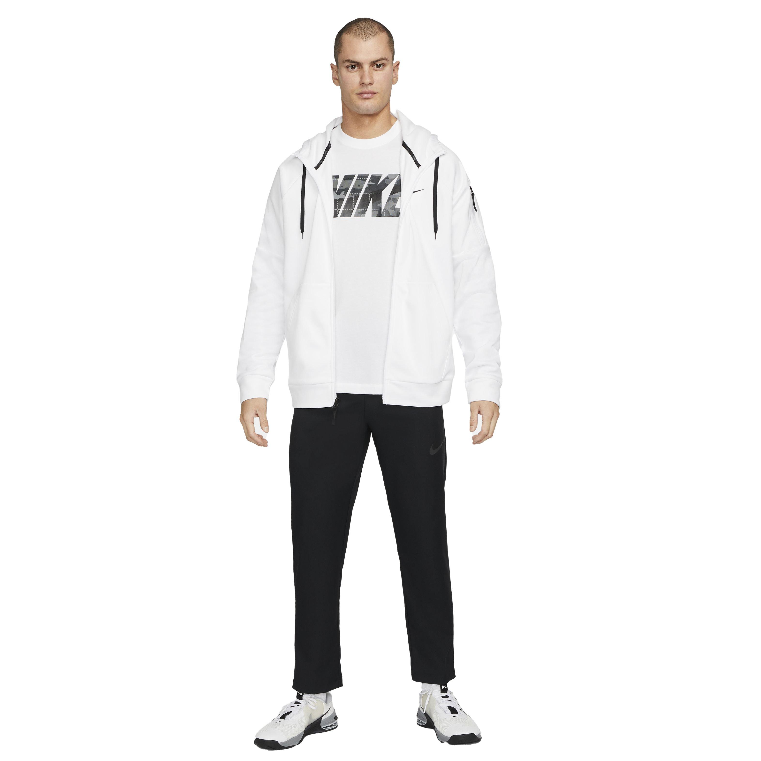 Nike Men's Therma-Fit Full-Zip Fitness Fleece Hoodie - WHITE Thumbnail View 5