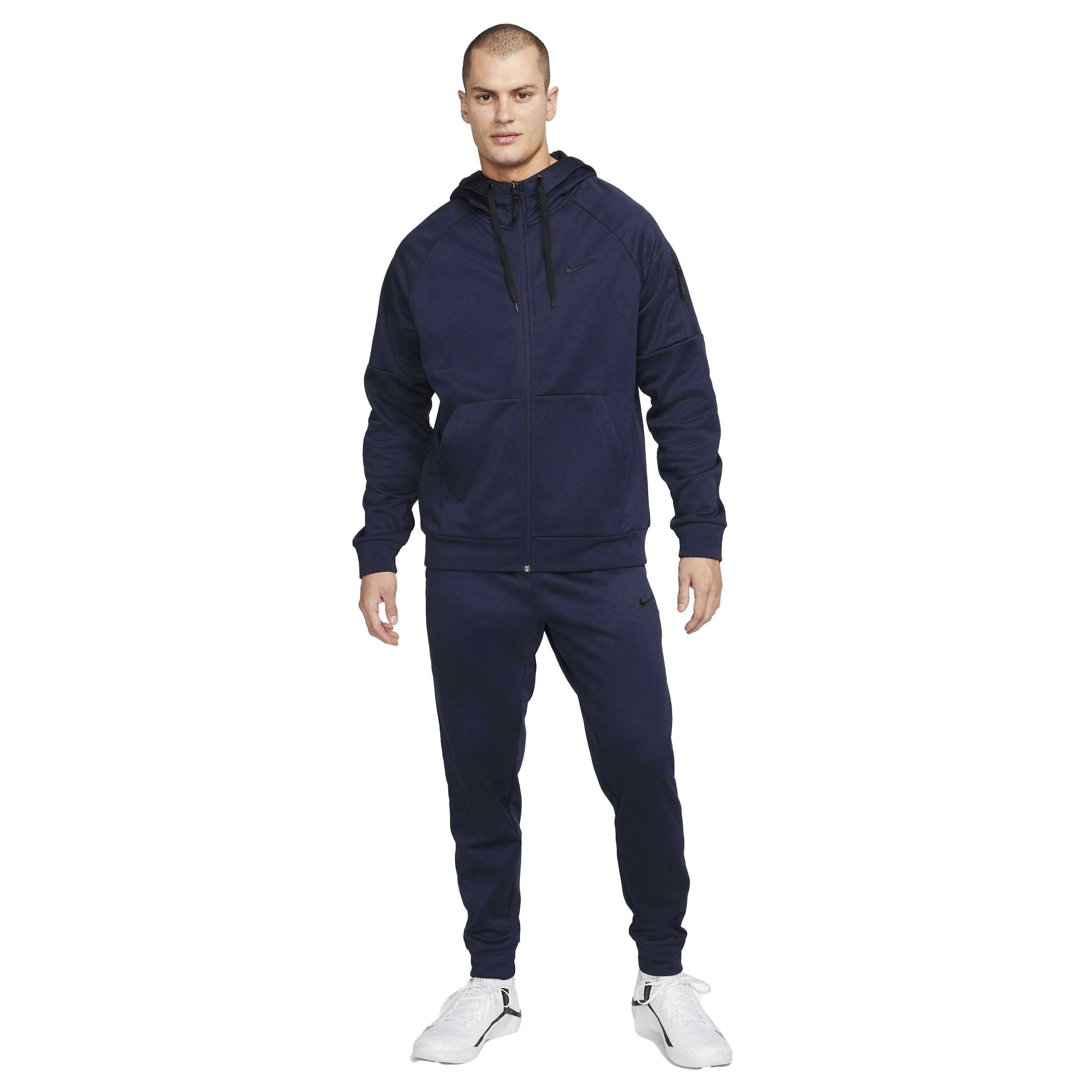 Nike Men's Therma-Fit Full-Zip Fitness Fleece Hoodie - NAVY Thumbnail View 5