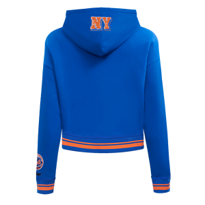 Pro Standard Women's MLB New York Mets Mashup Rib Cropped Fleece PO Hoodie -Royal/Orange