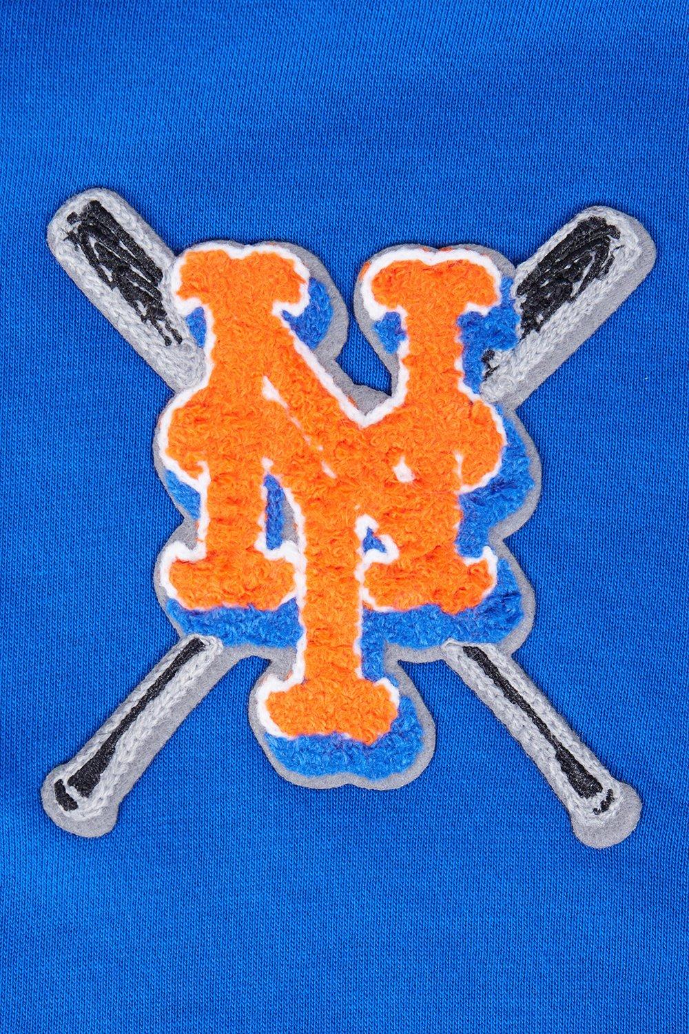 Pro Standard Women's MLB New York Mets Mashup Rib Cropped Fleece Pull Over Hoodie - Royal/Orange - ROYAL/ORANGE Thumbnail View 5
