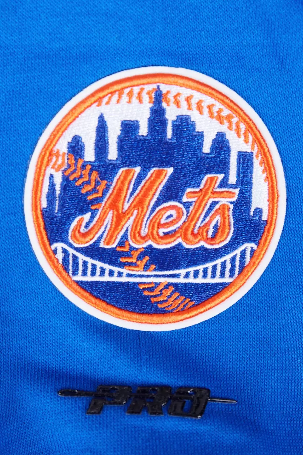 Pro Standard Women's MLB New York Mets Mashup Rib Cropped Fleece Pull Over Hoodie - Royal/Orange - ROYAL/ORANGE