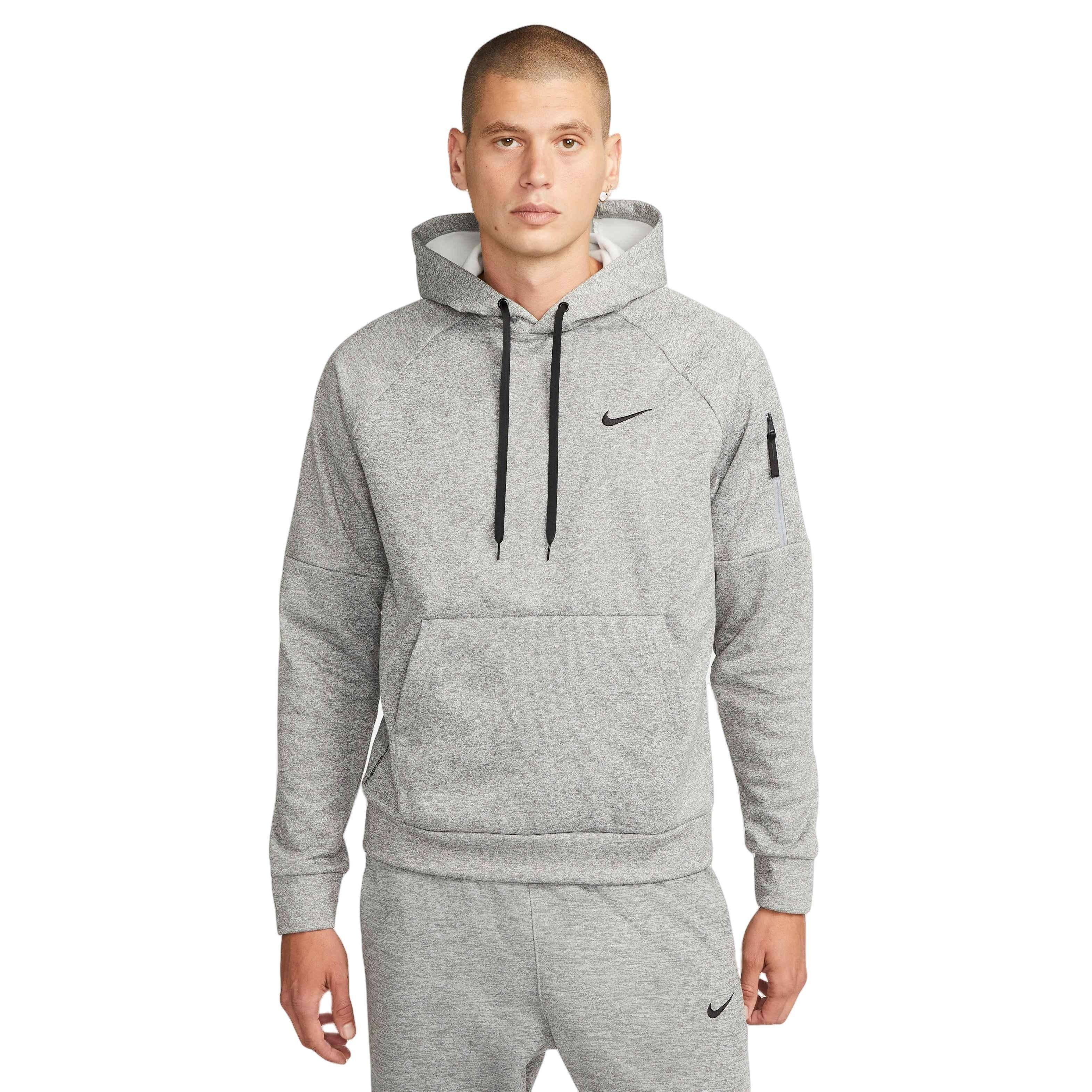 Nike Men's Therma-Fit Pullover Fitness Fleece Hoodie - GREY Thumbnail View 1